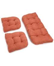 U-Shaped Microsuede Tufted Settee Cushion Set (Set of 3) - Spice