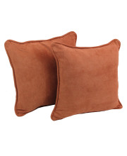 18-inch Double-corded Solid Microsuede Square Throw Pillows with Inserts (Set of 2) - Spice