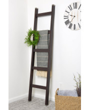 Modern Walnut 6ft Blanket Ladder & Faux Wreath Set BRAN-2306KBKRIDGE