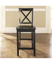 X-Back Bar Stool In Black Finish With 24 Inch Seat Height. (Set Of Two)