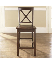X-Back Bar Stool In Vintage Mahogany Finish With 24 Inch Seat Height. (Set Of Two)