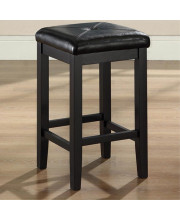Upholstered Square Seat Bar Stool In Black Finish With 24 Inch Seat Height. (Set Of Two) Cros-Cf500524Bk