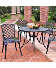 Sedona 42" Five Piece Cast Aluminum Outdoor Dining Set With High Back Arm Chairs In Black Finish
