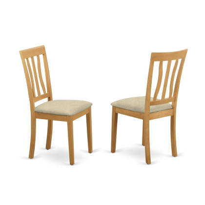 Set Of 2 Chairs Anc-Oak-C Antique Dining Chair Cushion Seat With Oak Finish