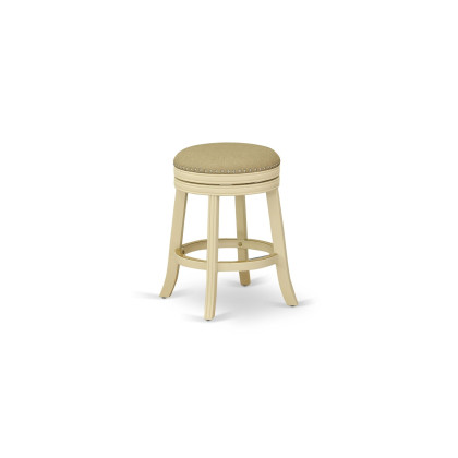 Dvs024-202 Devers Swivel Backless Barstool 24'' Seat Height With Linen White Leg And F12-02 Pu Leather Sandalwood Color
