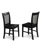 Set Of 2 Chairs Nfc-Blk-W Norfolk Dining Chair Wood Seat Black Finish.