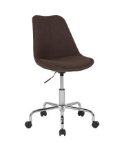 Aurora Series Mid-Back Brown Fabric Task Chair with Pneumatic Lift and Chrome Base