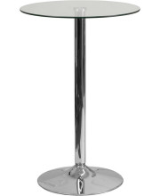 23.5'' Round Glass Table with 35.5''H Chrome Base