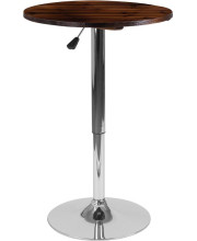 23.5'' Round Adjustable Height Rustic Walnut Wood Table (Adjustable Range 26.25'' - 35.5'')
