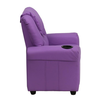 Contemporary Lavender Vinyl Kids Recliner with Cup Holder and Headrest - DG-ULT-KID-LAV-GG