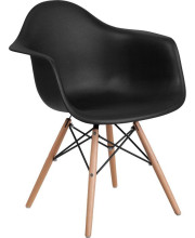 Alonza Series Black Plastic Chair With Wood Base