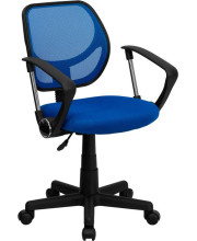 Blue Mesh Swivel Task Chair with Arms - WA-3074-BL-A-GG