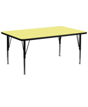 30W x 72L Rectangular Yellow Thermal Laminate Activity Table - Height Adjustable Short Legs - XU-A3072-REC-YEL-T-P-GG