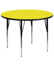 48 Round Yellow HP Laminate Activity Table - Standard Height Adjustable Legs