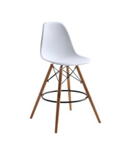Fine Mod Imports Woodleg Counter Chair Round Base, White