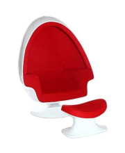 Fine Mod Imports Alpha Egg Chair and Ottoman, Red