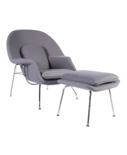 Fine Mod Imports Woom Chair and Ottoman, Light Gray