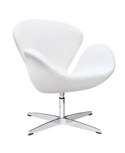 Fine Mod Imports Decorative Furniture Swan Chair Fabric, White