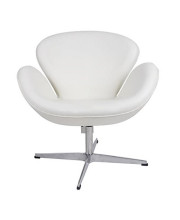 Fine Mod Imports Decorative Furniture Swan Chair Leather, White
