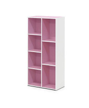 Furinno 11048 7-Cube Reversible Open Shelf, White/Pink