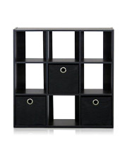 Furinno 13207EX/BK Simplistic 9-Cube Organizer with Bins, Espresso/Black
