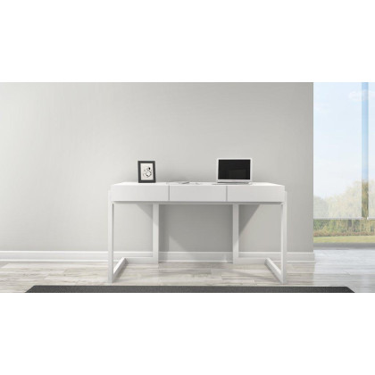 56" Contemporary Writing Desk in a textured matte white finish.