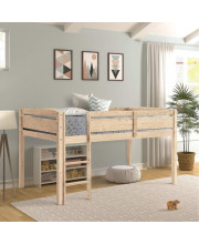 Twin Wood Loft Bed Low Loft Beds For Kids With Ladder,Twin,Natural
