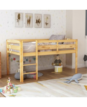 Twin Wood Loft Bed Low Loft Beds For Kids With Ladder,Twin,Natural
