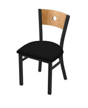 630 Voltaire 18" Chair with Black Wrinkle Finish, Black Vinyl Seat, and Medium Maple Back