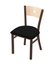 630 Voltaire 18" Chair with Bronze Finish, Black Vinyl Seat, and Natural Maple Back
