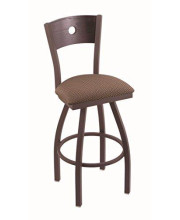 830 Voltaire 30" Bar Stool with Bronze Finish, Axis Willow Seat, Dark Cherry Oak Back, and 360 swivel