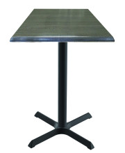 30" OD211 Black Table with 36" x 36" Square Indoor/Outdoor Charcoal Top