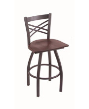 XL 820 Catalina 25" Counter Stool with Pewter Finish, Dark Cherry Oak Seat, and 360 swivel