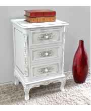 Windsor Antique White Carved Wood Three Drawer End Table - Antique White