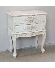 Windsor Antique White Carved Wood 2-drawer End Table - Antique White