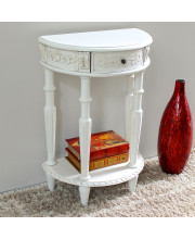 Windsor Antique White Carved Wood Half Moon 2-tier Wall Table - Antique White