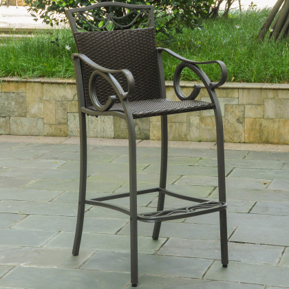 Set of 2 Valencia Resin Wicker/Steel Bar Bistro Chairs -Chocolate
