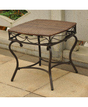Valencia Resin Wicker/ Steel Side Table - Antique Brown