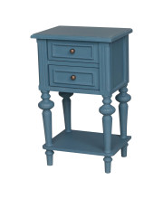 Ashbury Perles Oak Veneer Two-drawer Side Table -Antique Teal