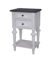 Ashbury Perles Oak Veneer Two-drawer Side Table Antique White/Black