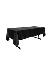 La Linen Polyester Poplin 60 By 108-Inch Rectangular Tablecloth, Black