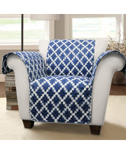 Wellow Ikat Furniture Protector Navy Single Arm Chair