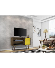 Manhattan Comfort Liberty 42.52' Mid Century - Modern TV Stand with 2 Shelves and 1 Door in Rustic Brown and Yellow