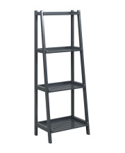 NewRidge Home Solid Wood Dunnsville 4-Tier Ladder Leaning Shelf Bookcase, Graphite