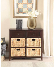 Console Table With 6 Drawers, Espresso Brown