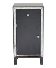 1-Drawer, 1-Door Accent Cabinet W/ Antiqued Mirror Accents - Black