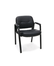 Essentials Leather Executive Side Chair - Guest/Reception Chair, Black (ESS-9010)