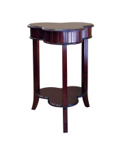 28' Tall Wooden End Table, Shamrock Shape, Cherry finish