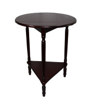 25' Tall Adjustable Wooden End Table, Round Top with Cherry finish