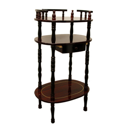 28" Tall 3-Tier Wooden Phone Table With Cherry Finish